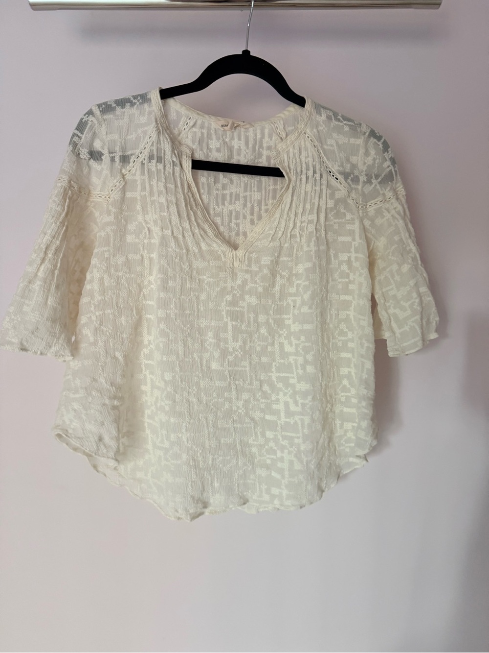 REBECCA TAYLOR White 100% Silk Embroidered Lace Blouse Top V-Neck Shabby Chic - Picture 2 of 9